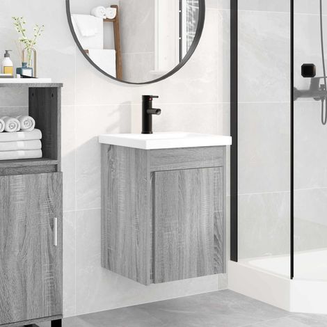 vidaXL Mobile bagno con rubinetto Sonoma grigio 42 x 40 x 74,5 cm