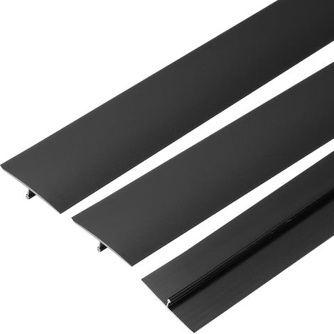 3 Pcs Profil De Transition En Aluminium Pour Sol, 1.6"x3 Ft Profil De Transition Pour Porte, Parquet, Jonction De Lames De Parquet Et Carrelage, Noir (1/5)