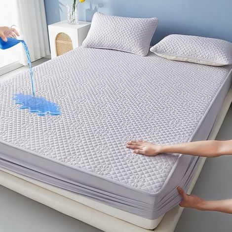 Funda colchón + 2 almohada, TPU impermeable transpirable, colchones 28 cm grosor, pasta judías rojas diamante, 200200 cm + almohada 4874 cm (1/5)