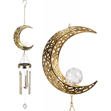 Lampe solaire suspendue en forme de croissant de lune, en métal, à LED, 108 cm, pour jardin, IP44, lumière chaude décorative (1/5)