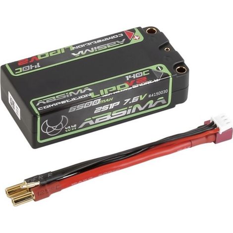 Absima Pack de batterie (HV LiPo) 7.6 V 6500 mAh Étui robuste shorty 5 mm femelle, 5 mm doré (1/2)