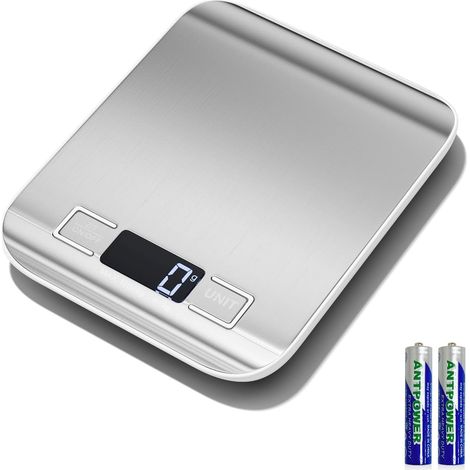 Balanza electrónica de cocina de precisión de 10 kg/1 g, de acero inoxidable, con pantalla LED y función de tara, 6 unidades, para pesar alimentos para cocinar, hornear y mezclar. (1/5)