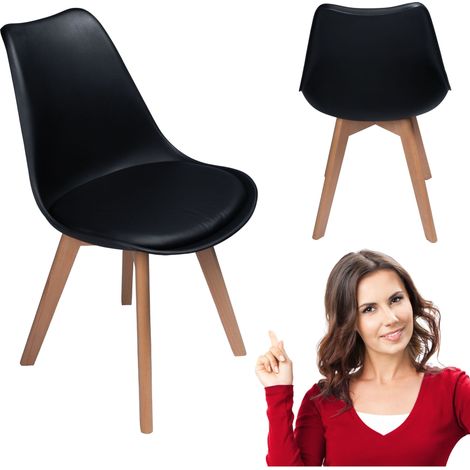 Sedia moderna con cuscino in stile scandinavo per soggiorno, sala da pranzo, cucina, nera