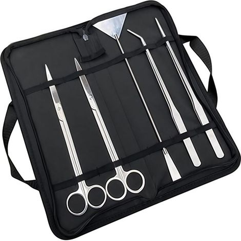 Kit di accessori per acquario, kit di attrezzi 5 in 1 per acquario, set di forbici, pinzette e spatola per piante acquatiche, strumento per aquascaping per acquario (1/4)