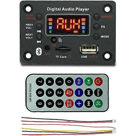 Module lecteur MP3 compatible Bluetooth JQ avec carte décodeur et amplificateur de puissance pour autoradio FM (1/4)