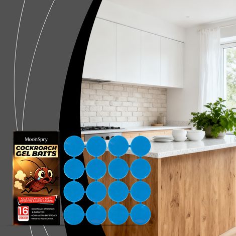 Cockroach attractant, portable cockroach bait for kitchen, living room, and indoor use - 16 sticky cockroach bait patches + 16 adhesive backing patches -- BIEMMEDUE (1/5)