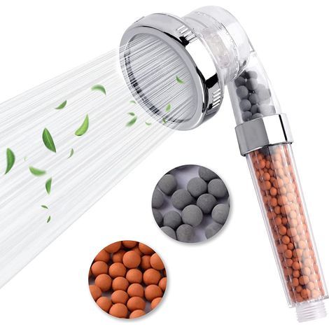 Pommeau de douche Flow with Beads Filter à pression augmentée et 3 jets économes en eau pour la douche, idéal pour adultes, enfants et animaux domestiques. Convient à la maison et à la salle de sport. (1/5)