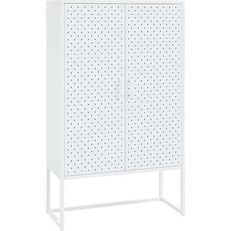Buffet Commode Armoire Luxueux, pour Salon Chambre Entrée Cuisine, haut Blanc 80x35x135 cm Acier OIB2903E (1/5)