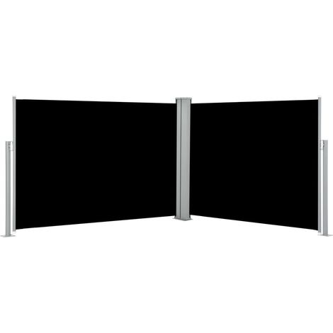 Auvent paravent store brise-vue latéral rétractable de patio jardin terrasse balcon protection visuelle écran noir 120 x 1000 cm