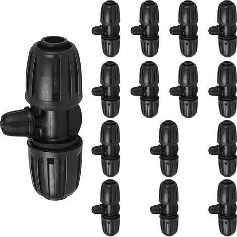 Packung mit 15 Widerhaken-T-Verbindern, 12 mm auf 4/7 Universal-Schlauchverriegelung Widerhaken-T-Verbinder für Bewässerungsanschlüsse (1/4)