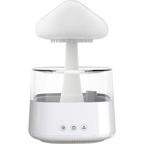 Humidificateur en Forme de Nuage de Pluie, diffuseur d'huiles essentielles, Jolie veilleuse en Forme de Champignon avec 7 Couleurs changeantes, Fontaine de Bureau, Goutte d'eau sonore pour (Blanc) (1/5)