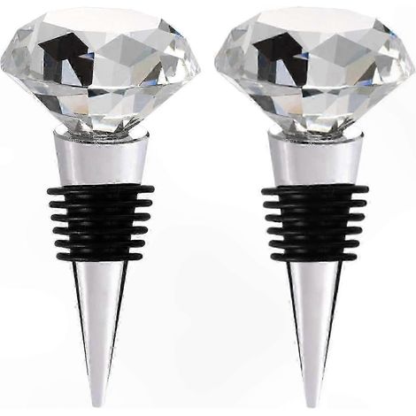 Bouchons de Bouteille en Verre Décoratif avec Coffret Cadeau, Diamants en Cristal pour Préserver la Fraîcheur du Vin, Lot de 2 Pièces (1/5)