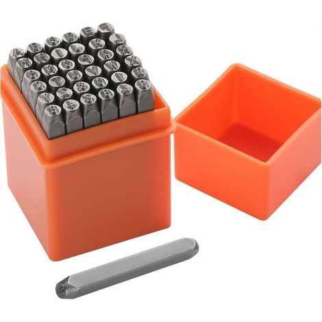 Tigrezy 36 Pièces Lettres et Chiffres à Frapper, 6mm Poinçon Lettre Metal, A-Z et 0-9 Lettre a Frapper Metal, Chiffre à Frapper pour Estampage du Métal, du Plastique, du Bois, du Cuir