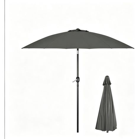 Sombrilla de jardín inclinable Ø273 x 261 cm de poliéster gris oscuro con manivela HOMVRA (1/5)