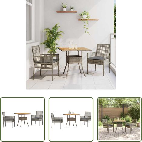 vidaXL Poly-Rattan - Garten Essgruppe 3 pcs Grau Poly-Rattan (1/5)