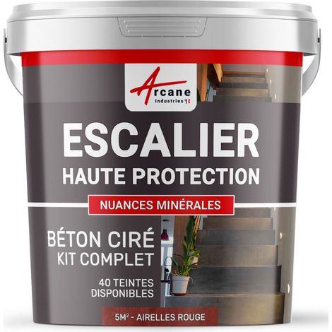 Béton ciré escalier, kit complet - 5 m² (en 2 couches) Airelles Rouge - ARCANE INDUSTRIES