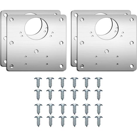 4 Stück Universal Scharnier Reparaturplatte Reparatur-Set Edelstahl Schranktür Scharnier mit Schrauben für Küchenschränke, Türen & Möbel