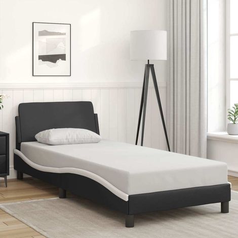 Bettgestell "Dover" Schwarz und Weiß 80x200 cm Kunstleder