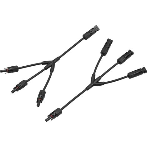 Y-förmige Solarverbinder, Parallelkabeladapter, 3-Wege-Solarkabelverbinder, selbstverriegelnd, wasserdicht (IP67), Stecker/Buchse-Verlängerungsstecker für PV-Module, 12 AWG (1/5)