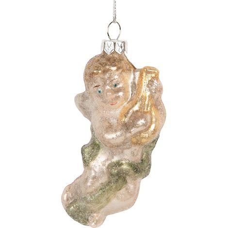 Suspension de Noël Ange en Verre Argenté Décoration pour Sapin 5 x 3 x 10 cm - PANGIVO (1/2)