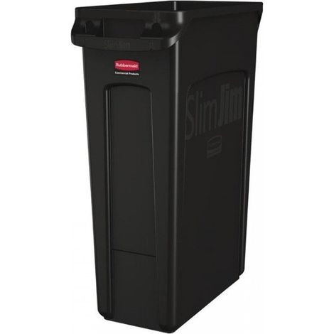 Conteneur de recyclage aéré 87 Litres, en plastique noir, SLIM JIM (1/2)