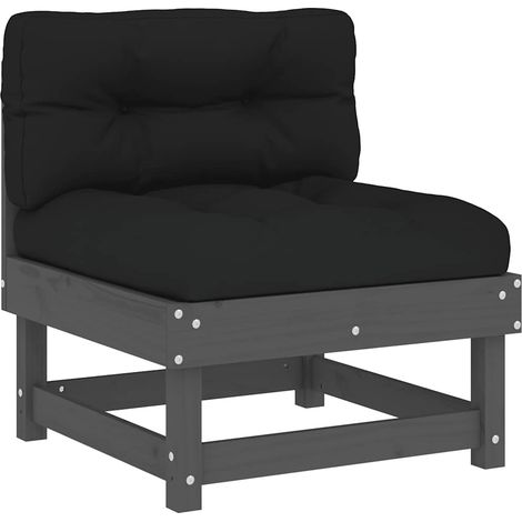 Canapé central,Canapé d'extérieur,Sofa de jardin avec coussins gris bois de pin massif CFW965372 (1/5)