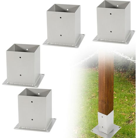 Randaco Piede per palo quadrato da giardino, 4x pali quadrati in legno, supporto per palo per recinzione, carport e pergola - 120 x 120 mm