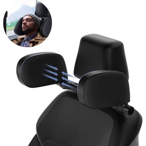 Cale Tête Enfant - Voiture - Repose Tête - Mousse à Mémoire de Forme - Confort Ergonomique - Noir (1/4)