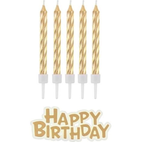 B&C Happy Birthday Kerzen, Gold, 16 Stück