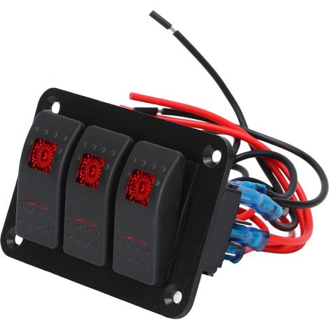 Panneau de commande à 3 interrupteurs avec voyant rouge, étanche et résistant à la corrosion, pour voiture et bateau, 12 V CC / 24 V CC (1/5)