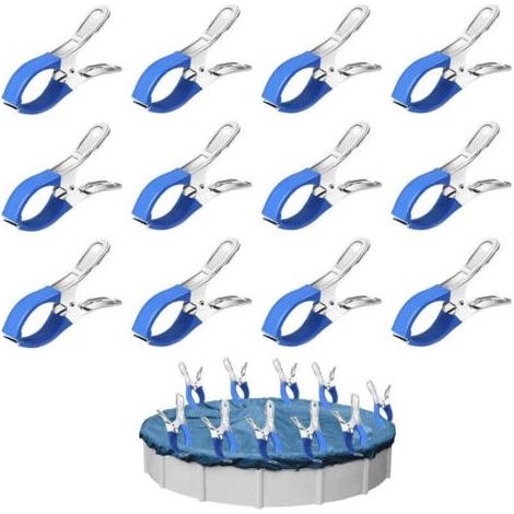 Kaelt - 12 Pièces Métalliques pour Pince Serre Joint, Pince Bache Piscine de Fixation avec Feuille de Protection, Pinces pour Piscines Hors Sol, Pinces à Forte Tension pour Bâche de Couverture (1/5)