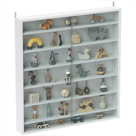 Bibliothèque Vitrine murale 80 x 9,5 x 83 cm blanc 6 étagères (1/5)