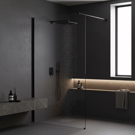 MAMPARA DE DUCHA FIJA REA FLEXI 130 BLACK (1/4)