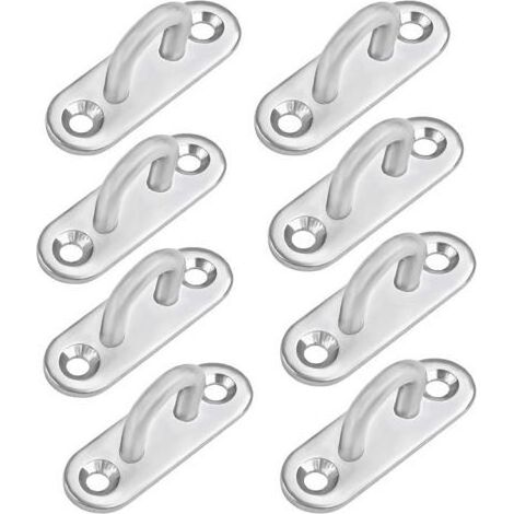 Plaque Oeillet Acier Inoxydable M5 (8 Pcs) - Oblong Crochet Métal Forme U Montage Mural et Plafond (50 x 17 mm) - Crochet de Fixation Capacité 40 Kg pour Suspensions (1/5)