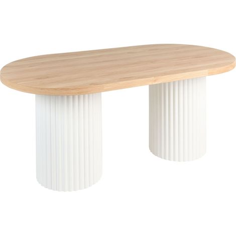 Tavolo da pranzo rustico piano ovale con gambe in legno chiaro 180 x 100 cm Sheridan