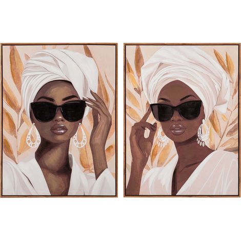 Lot de 2 tableaux de femmes 80% peints à la main 60 x 4 x 80 cm (1/2)