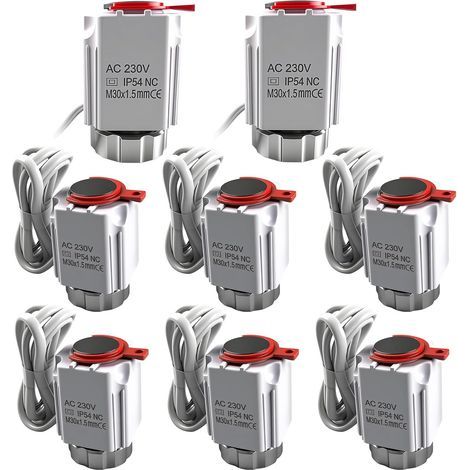 Servomoteur pour chauffage au sol 230 V, VA80 Servomoteur pour chauffage au sol M30 x 1,5 mm NC fermé sans courant pour chauffage au sol et répartiteurs de circuit de chauffage (8) (1/5)