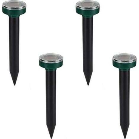 Set of 4 Solar Mole Repellents, Ultrasonic Mole Repellent, Smart Solar Mole Repeller, Combines Sounds and Waterproof Solar Charging Device for Outdoor Gardens and Lawns