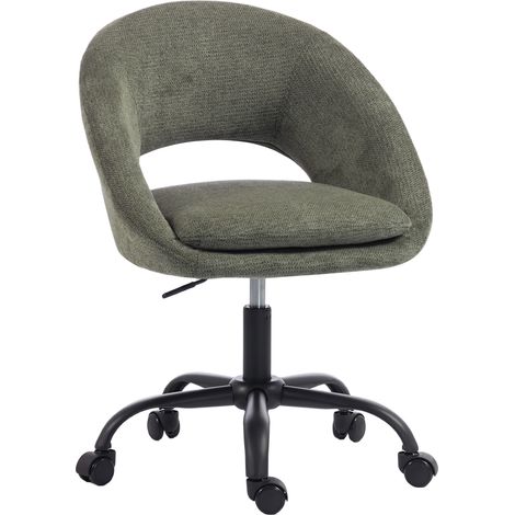 Chaise Bureau Ergonomique Chenille Vert Foncé, Pivotant 360° (1/5)