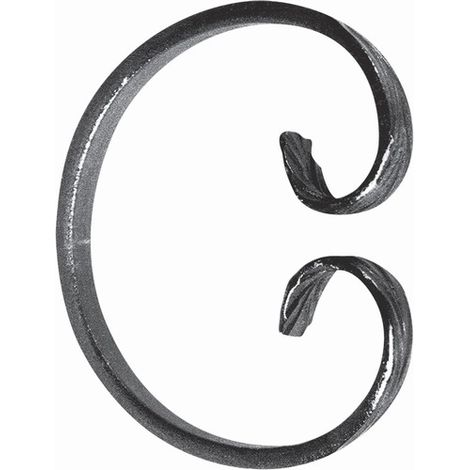 Volute en C FErmé finition queue de carpe - Hauteur 115mm Largeur 95mm plat de 14x6mm - Fer forgé - À souder - DECO FER FORGE