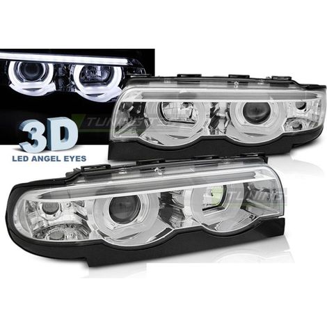 Paire de feux phares BMW serie 7 E38 94-01 angel eyes Led chrome-31514158 (1/4)