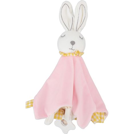 Doudou Lapin Agneau en Peluche Doux Couverture de Sécurité Bébé Rose pour Filles et Garçons (1/5)