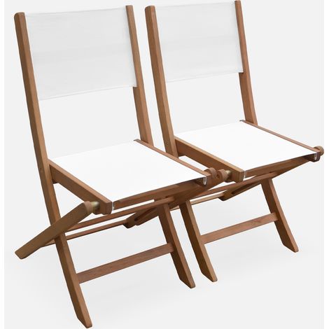 Silla de jardín plegable de madera de eucalipto, set de 2 (1/5)