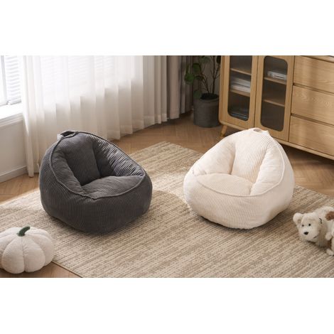 Pouf en peluche douce pour enfants, gris clair, siège confortable pour chambre et salon (1/5)
