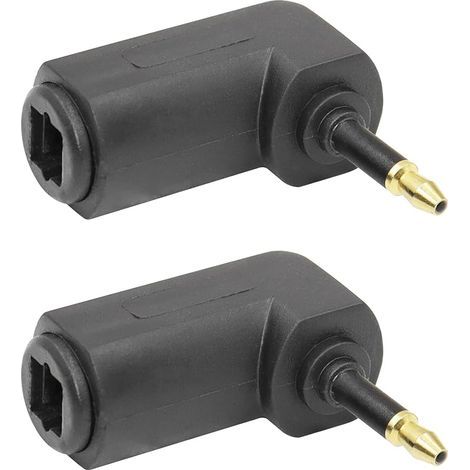 Lot de 2 mini adaptateurs audio optiques 90 degrés plaqué or 24 carats vers jack 3,5 mm Mini Toslink numérique optique S/PDIF (1/5)