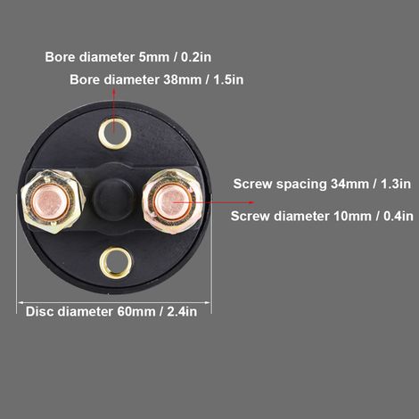 Interrupteur de Déconnexion de Batterie 300A avec Vis M10 pour Voiture, Camion, Bateau, VTT - Pièces Intérieures (1/5)