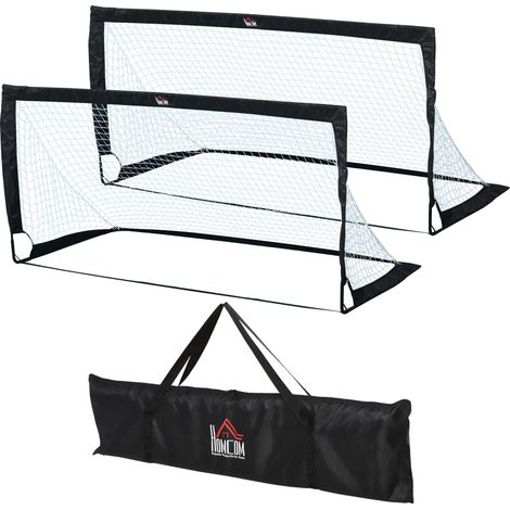Lot de 2 mini-buts de football pliables, en acier et tétrolon, noirs, 186 x 90 x 89 cm, pour jardin et aire de jeux. Ce produit est fabriqué avec des... (1/5)