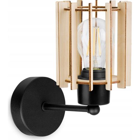 Applique murale plafonnier abat-jour en bois LED (1/5)