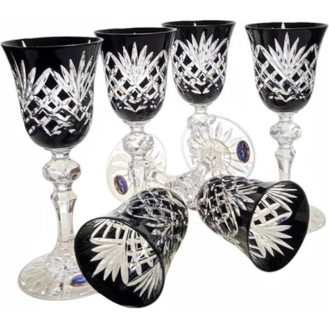 Copas de licor de cristal negro de 60 ml con diseño de piña (6 unidades) (1/5)