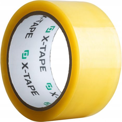 Nastro adesivo acrilico X-tape per imballaggio, 48 mm x 60 m, trasparente e silenzioso, ideale per magazzini. (1/3)